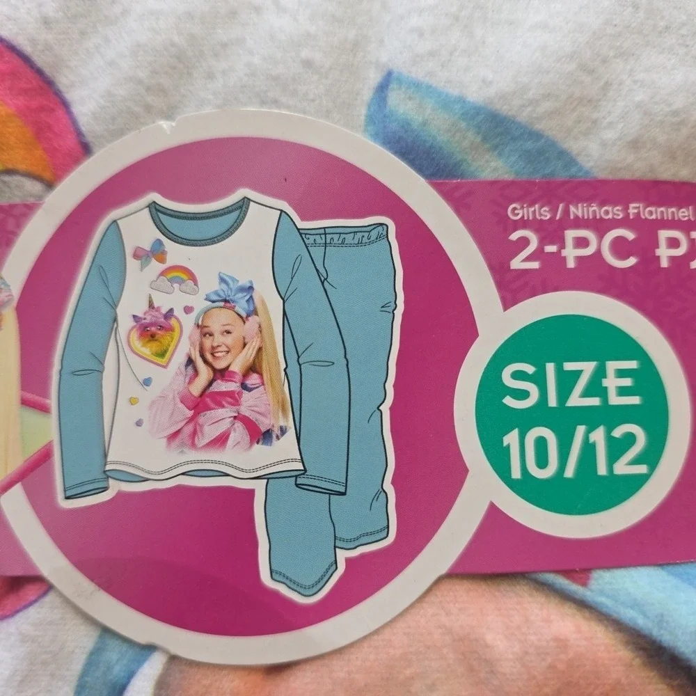 JoJo Siwa 2 PIECE PJ SET SIZE 10-12 FLANNEL GIRLS, Long Sleeve NWT COLOR BLUE